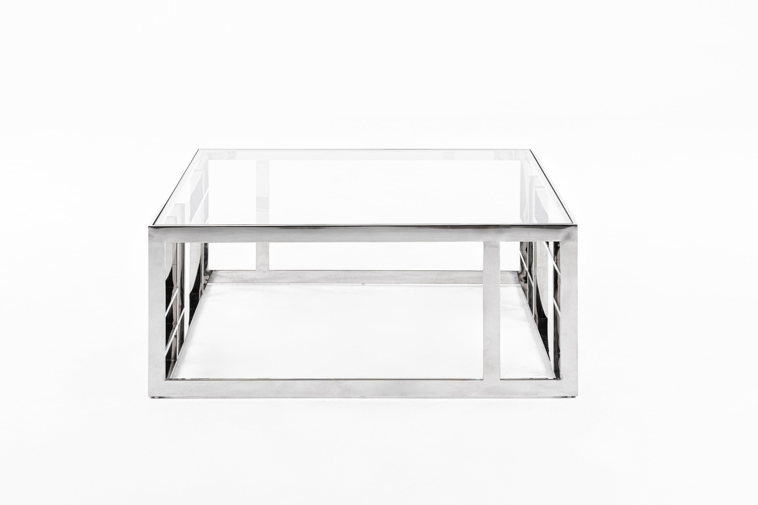 Modrest Stephen Modern Glass & Stainless Steel Square Coffee Table  Model VGHB-341E