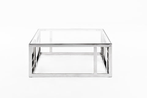 Modrest Stephen Modern Glass & Stainless Steel Square Coffee Table  Model VGHB-341E
