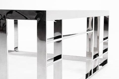 Modrest Stephen Modern Glass & Stainless Steel Square Coffee Table  Model VGHB-341E