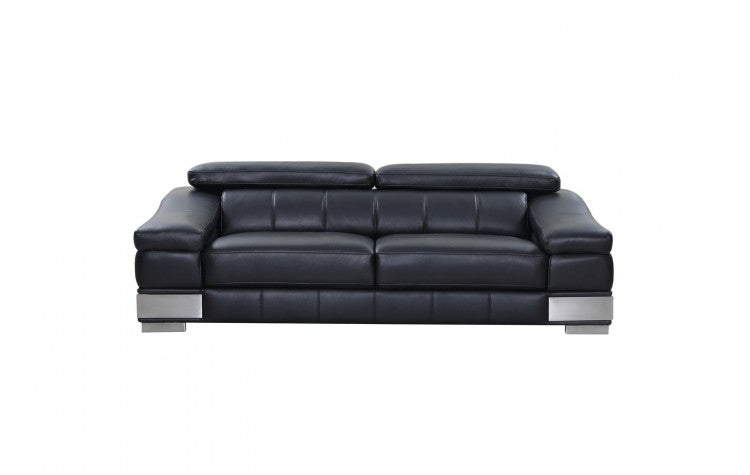 415 DivanItalia Black Sofa and Loveseat Set – Top Grain Italian LeatherModel:  415-BLACK-S