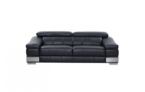 415 DivanItalia Black Sofa and Loveseat Set – Top Grain Italian LeatherModel:  415-BLACK-S