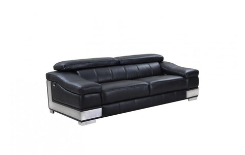 415 DivanItalia Black Sofa and Loveseat Set – Top Grain Italian LeatherModel:  415-BLACK-S