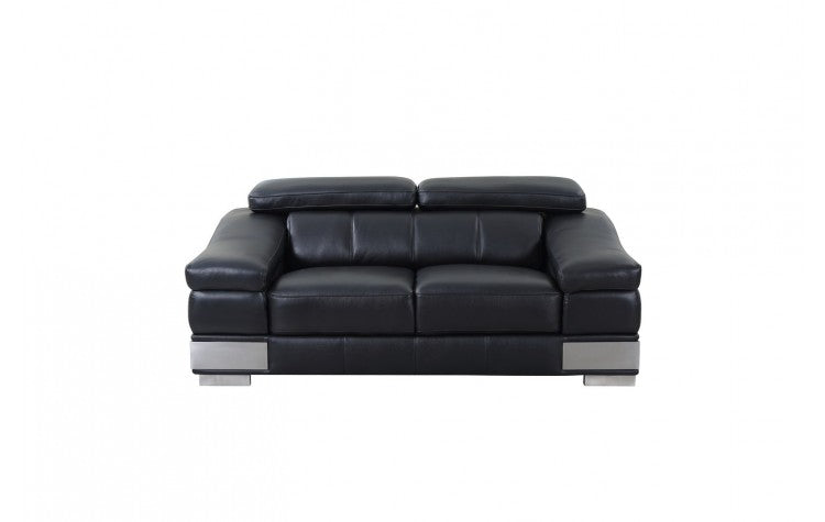 415 DivanItalia Black Sofa – Top Grain Italian LeatherModel:  415-BLACK-L