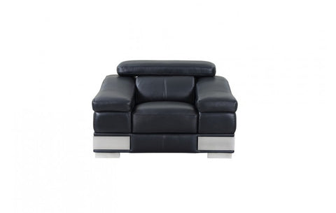 415 DivanItalia Black Loveseat – Top Grain Italian LeatherModel:  415-BLACK-CH