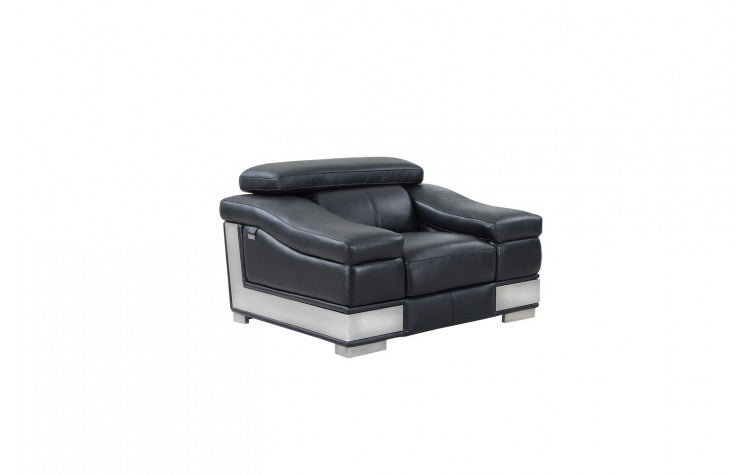 415 DivanItalia Black Loveseat – Top Grain Italian LeatherModel:  415-BLACK-CH