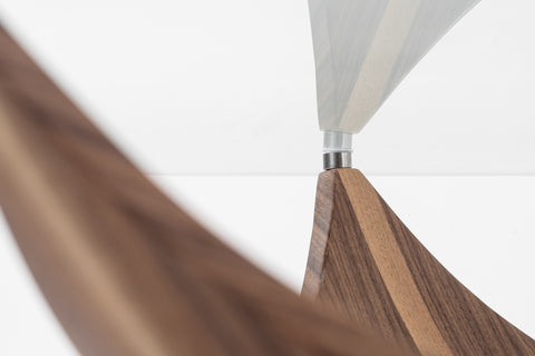 Modrest Sunset Contemporary Glass & Walnut Square Coffee Table Model VGIPSE066C