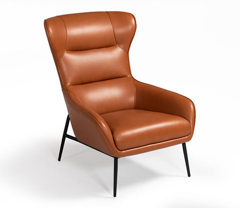 Divani Casa Susan Modern Orange Leatherette Lounge Chair Model VGBNEC-084-ORG