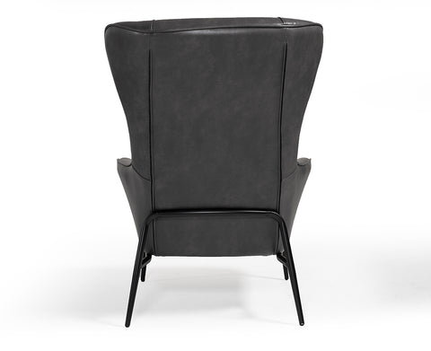 Divani Casa Susan Modern Dark Grey Leatherette Lounge Chair Model VGBNEC-084-GRY