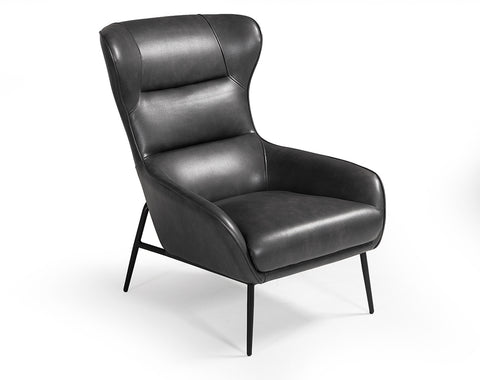 Divani Casa Susan Modern Dark Grey Leatherette Lounge Chair Model VGBNEC-084-GRY
