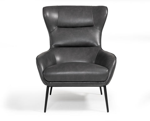Divani Casa Susan Modern Dark Grey Leatherette Lounge Chair Model VGBNEC-084-GRY