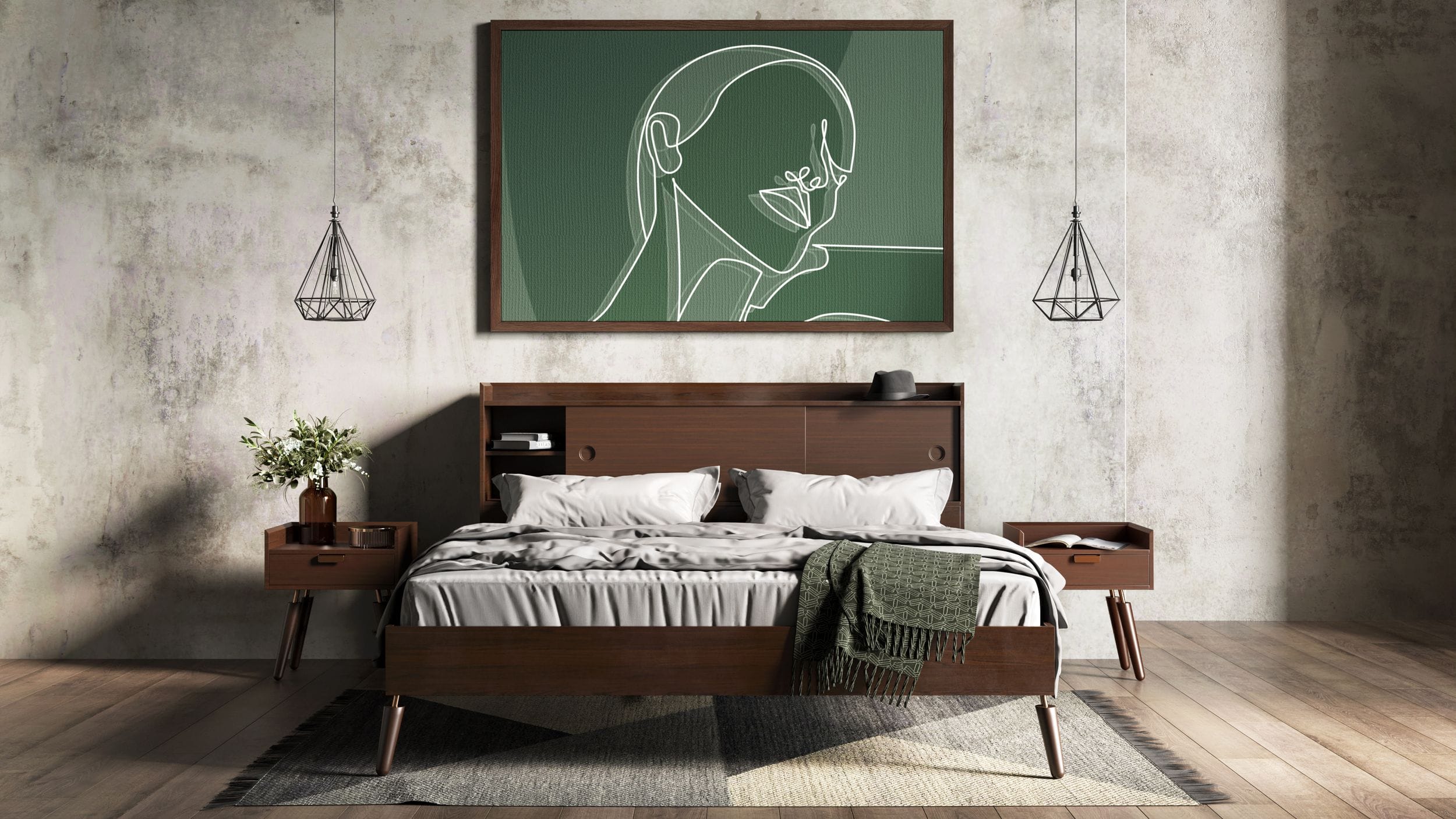 Modrest Sutton Eastern King Mid Century Elisa Acacia Wood Bed Model VGWH180430201-202-EK