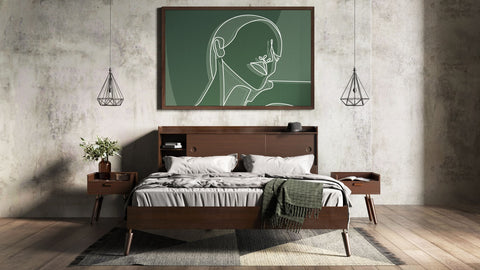 Modrest Sutton Eastern King Mid Century Elisa Acacia Wood Bed Model VGWH180430201-202-EK