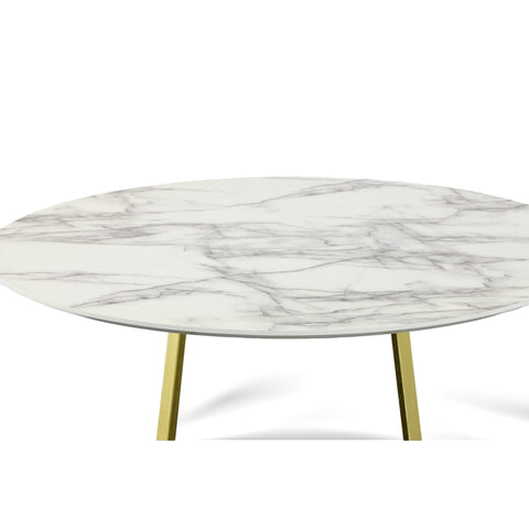 Modrest Swain Modern Faux Marble & Gold Round Dining Table Model VGFHFDT8004