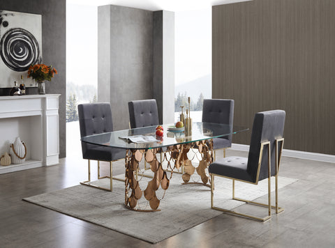 Modrest Javier Modern Glass & Rosegold Dining Table Model VGVCT088L
