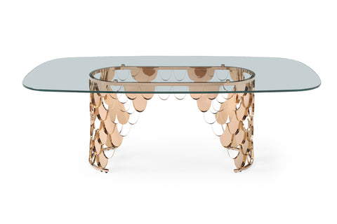 Modrest Javier Modern Glass & Rosegold Dining Table Model VGVCT088L