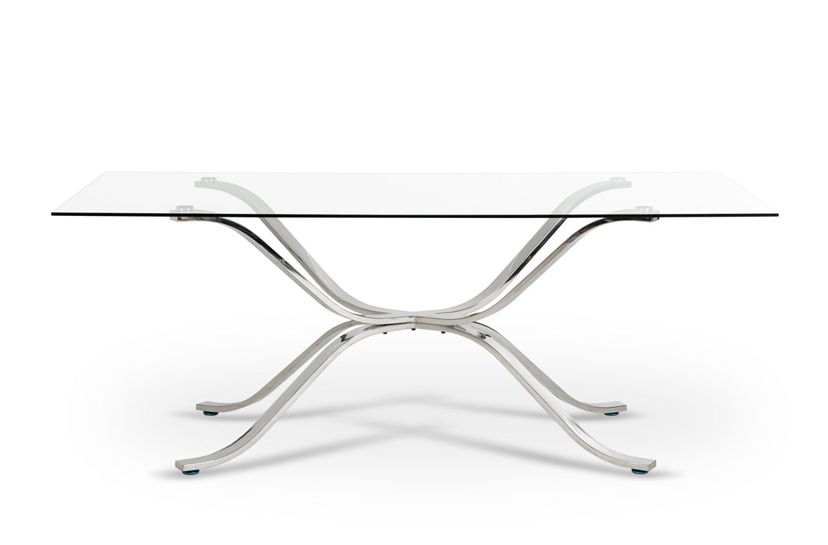 Modrest Adderley Modern Stainless Steel With Glass Top Dining Table Model VGVCT1101-20