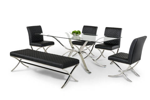 Modrest Adderley Modern Stainless Steel With Glass Top Dining Table Model VGVCT1101-20