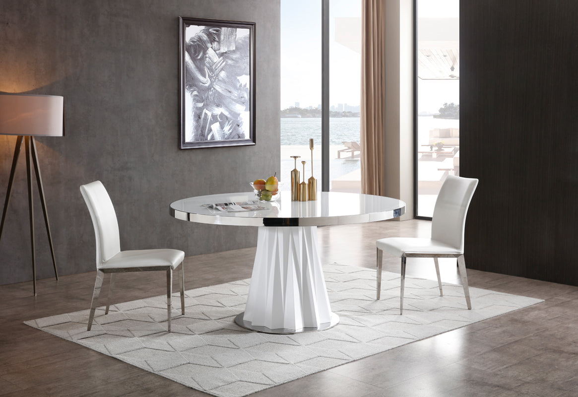 Modrest Cabaret Modern White Round Dining Table Model VGVCT1799