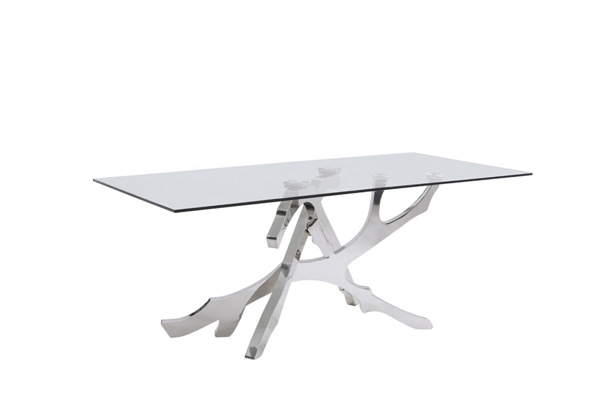 Modrest Legend Modern Glass & Stainless Steel Dining Table Model VGVCT8111-STL