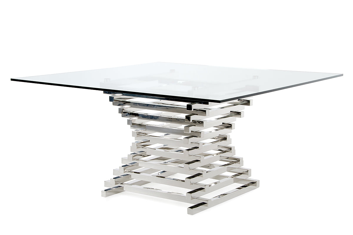 Modrest Crawford Contemporary Clear Glass Square Dining Table Model VGVCT8909