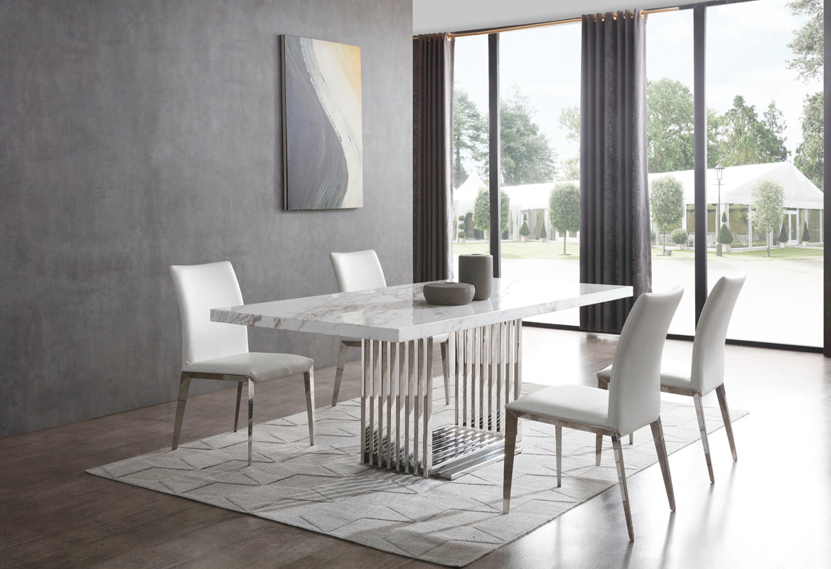 Modrest Kingsley Modern Marble & Stainless Steel Dining Table Model VGVCT8933-STL