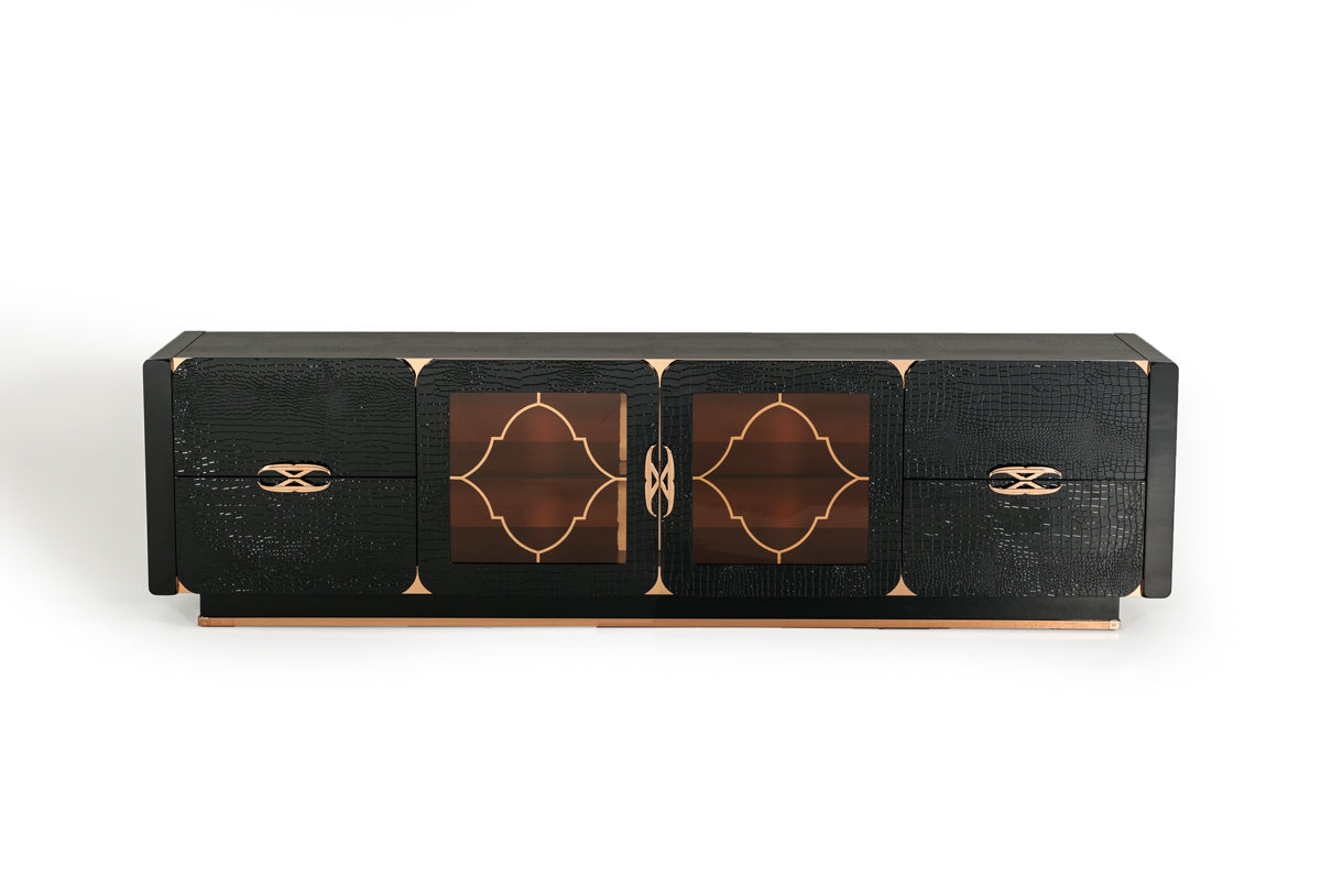 A&X Talin Modern Black Crocodile & Rosegold Tv Stand Model VGUNCK606-215