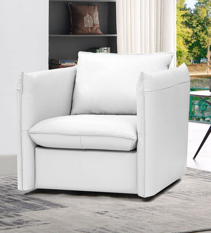 Divani Casa Tamworth Modern White Leather Swivel Lounge Chair Model VGEVN912-WHT-CH