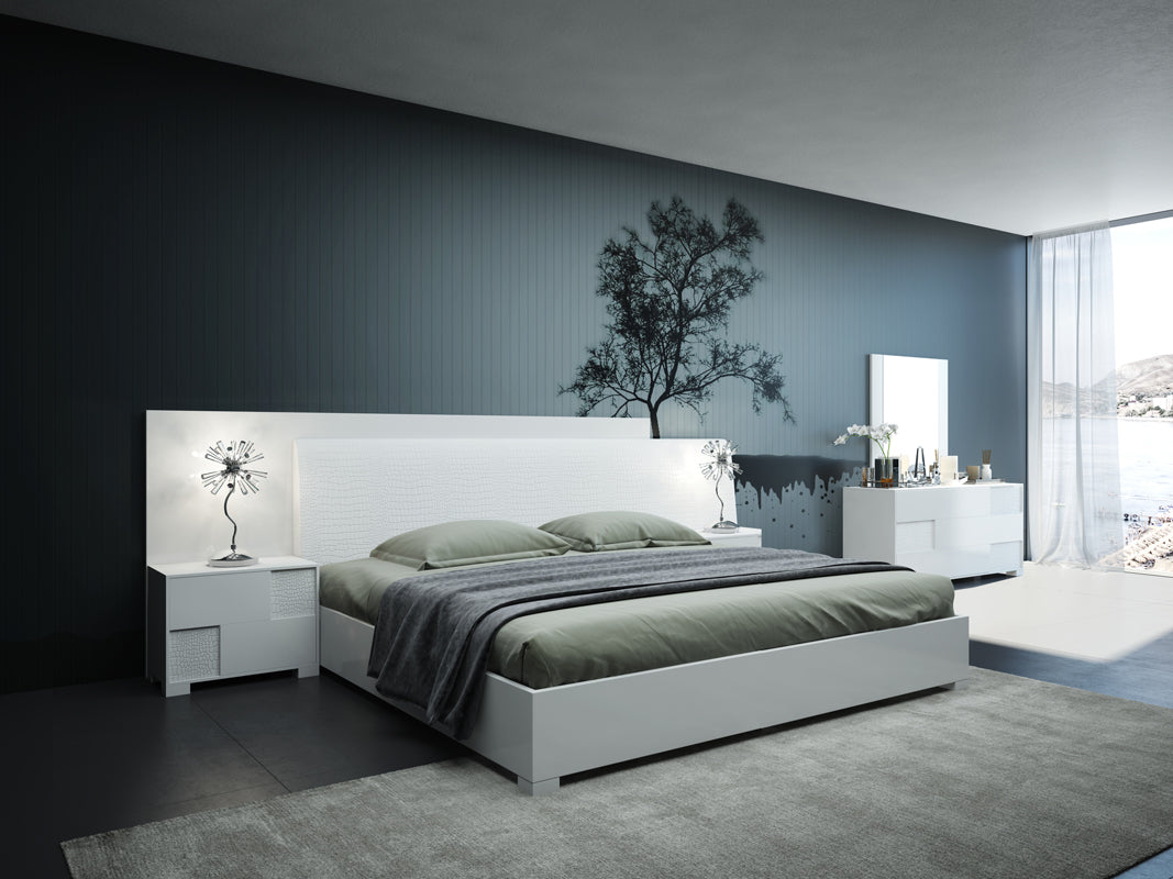 Queen Modrest Monza Italian Modern White Bedroom Set Model VGACMONZA-SET-Q