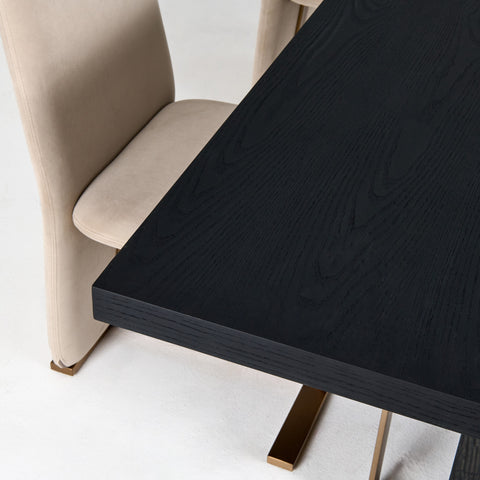 Modrest Tasha Modern Black Ash & Brushed Gold Rectangular Dining Table Model VGVCT2308