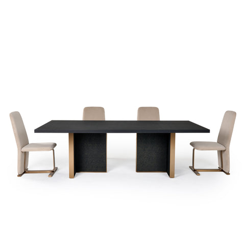 Modrest Tasha Modern Black Ash & Brushed Gold Rectangular Dining Table Model VGVCT2308