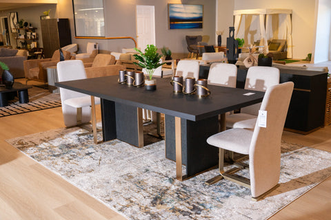 Modrest Tasha Modern Black Ash & Brushed Gold Rectangular Dining Table Model VGVCT2308