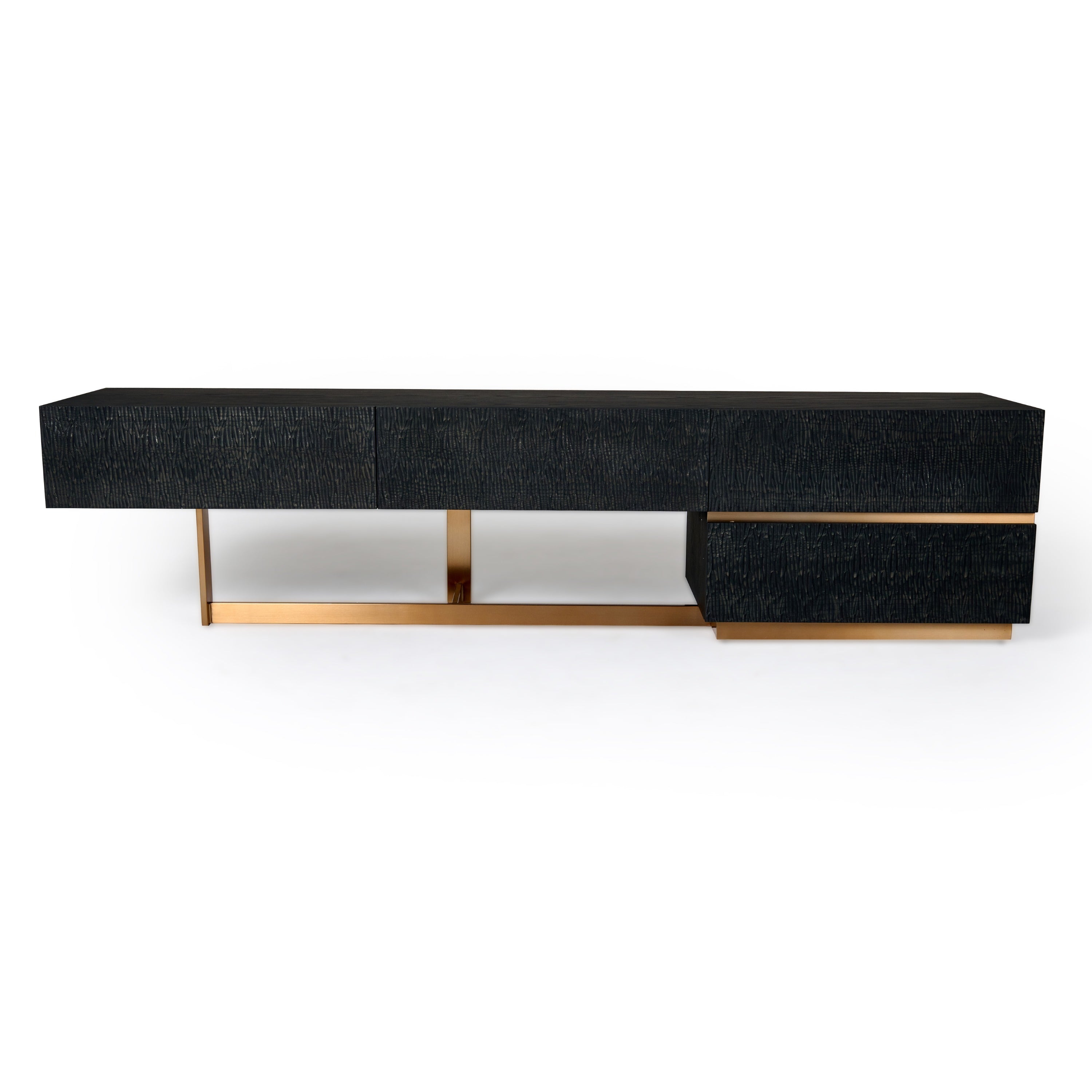 Modrest Tasha Modern Black Ash & Brushed Gold Tv Stand Model VGVCTV2308
