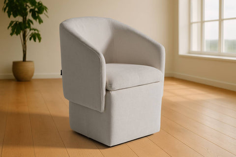 Modrest Tassell Modern Ivory Fabric Dining Chair With Castor Wheels Model VGKK-KF.Y2219-IVY