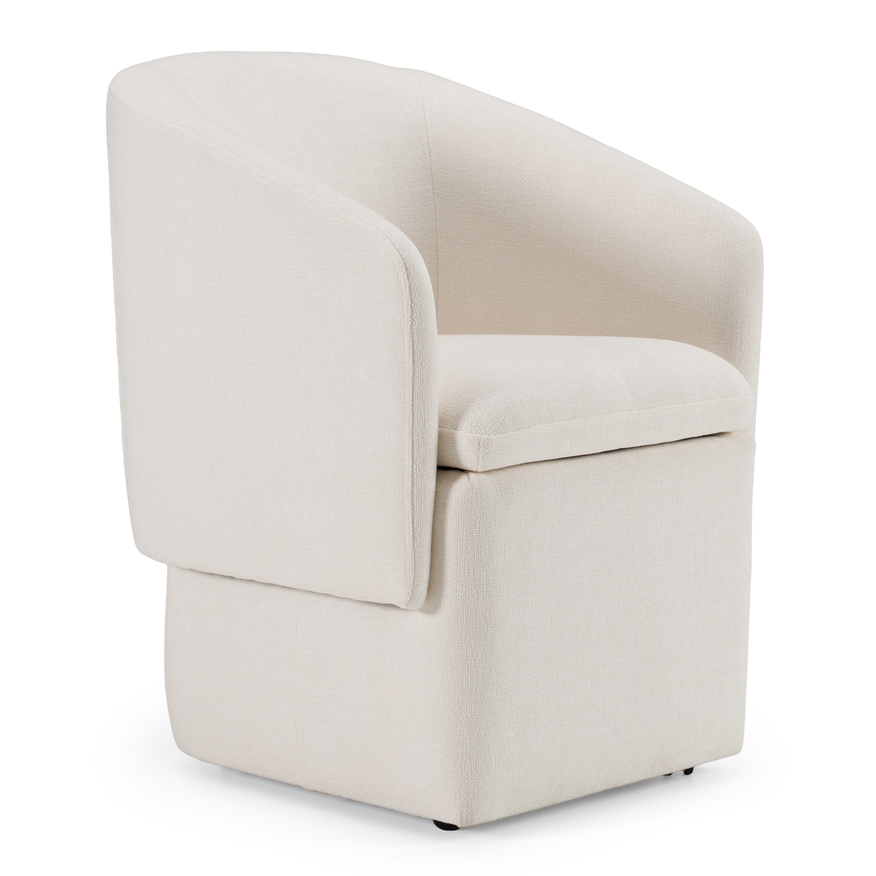 Modrest Tassell Modern Ivory Fabric Dining Chair With Castor Wheels Model VGKK-KF.Y2219-IVY