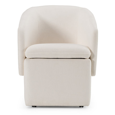 Modrest Tassell Modern Ivory Fabric Dining Chair With Castor Wheels Model VGKK-KF.Y2219-IVY