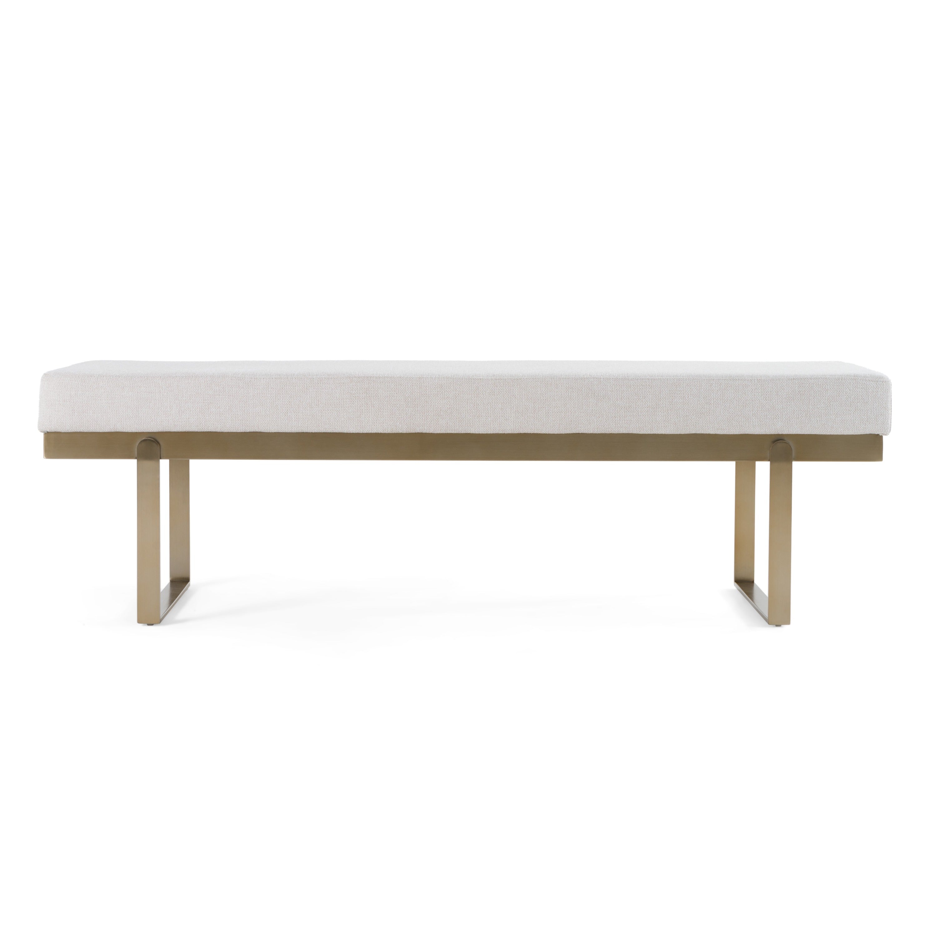 Modrest Tatum Modern Off White Fabric & Brass Dining Bench Model VGGA-8671BE-OFF