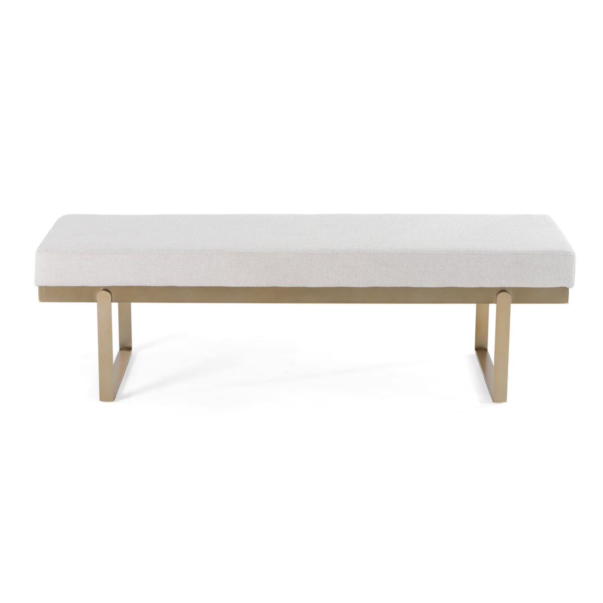 Modrest Tatum Modern Off White Fabric & Brass Dining Bench Model VGGA-8671BE-OFF