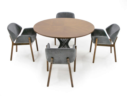Modrest Theresa Modern Round Walnut & Black Table Model VGMAMIT-5210