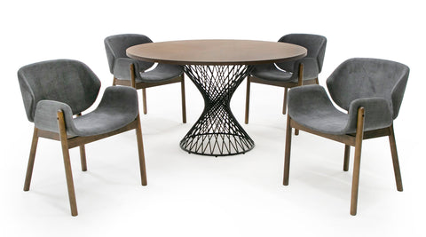Modrest Theresa Modern Round Walnut & Black Table Model VGMAMIT-5210