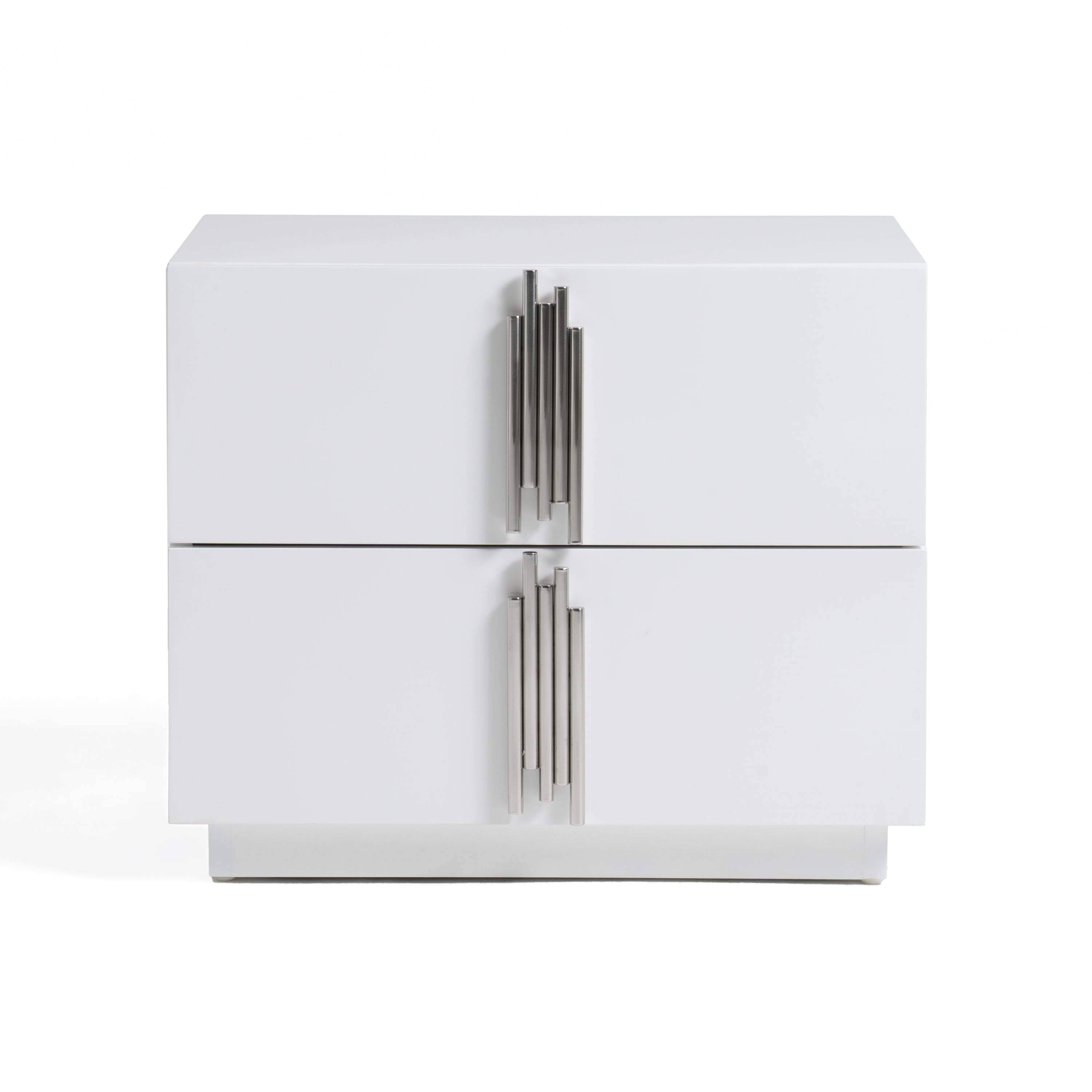 Modrest Token Modern White & Stainless Steel Nightstand Model VGVCN815-WHITE-NS