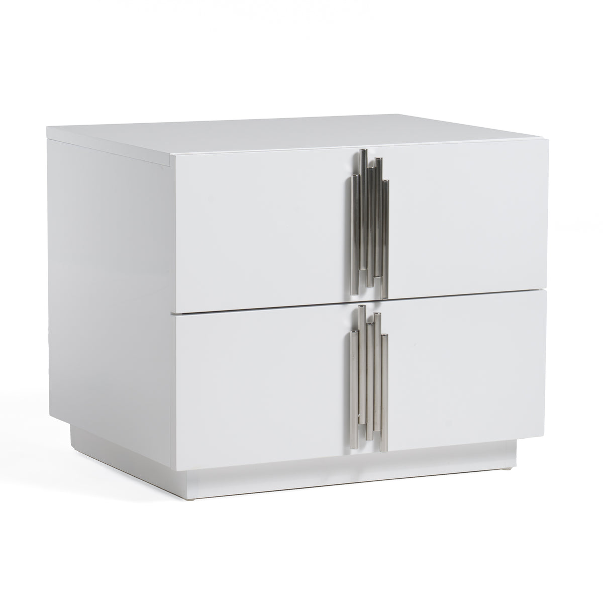 Modrest Token Modern White & Stainless Steel Nightstand Model VGVCN815-WHITE-NS
