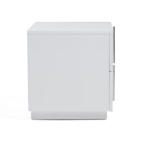 Modrest Token Modern White & Stainless Steel Nightstand Model VGVCN815-WHITE-NS