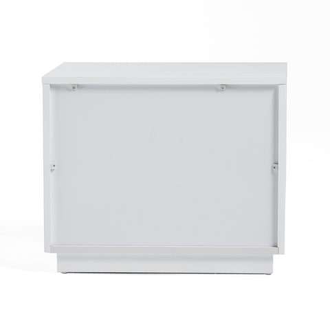 Modrest Token Modern White & Stainless Steel Nightstand Model VGVCN815-WHITE-NS