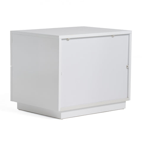 Modrest Token Modern White & Stainless Steel Nightstand Model VGVCN815-WHITE-NS