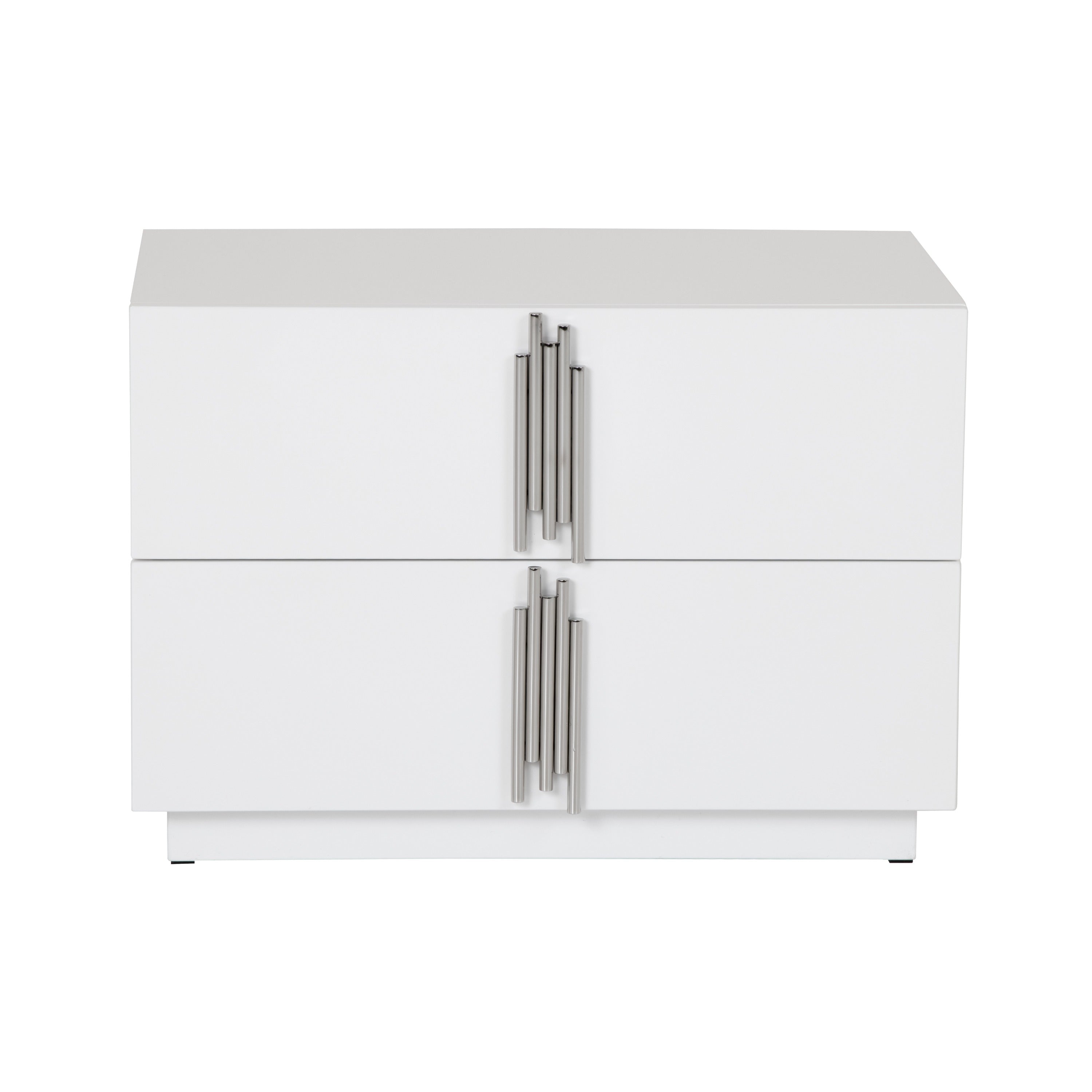 Modrest Token Modern White & Stainless Steel Large Nightstand Model VGVCN815-L-WHITE-NS