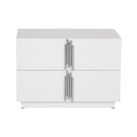 Modrest Token Modern White & Stainless Steel Large Nightstand Model VGVCN815-L-WHITE-NS
