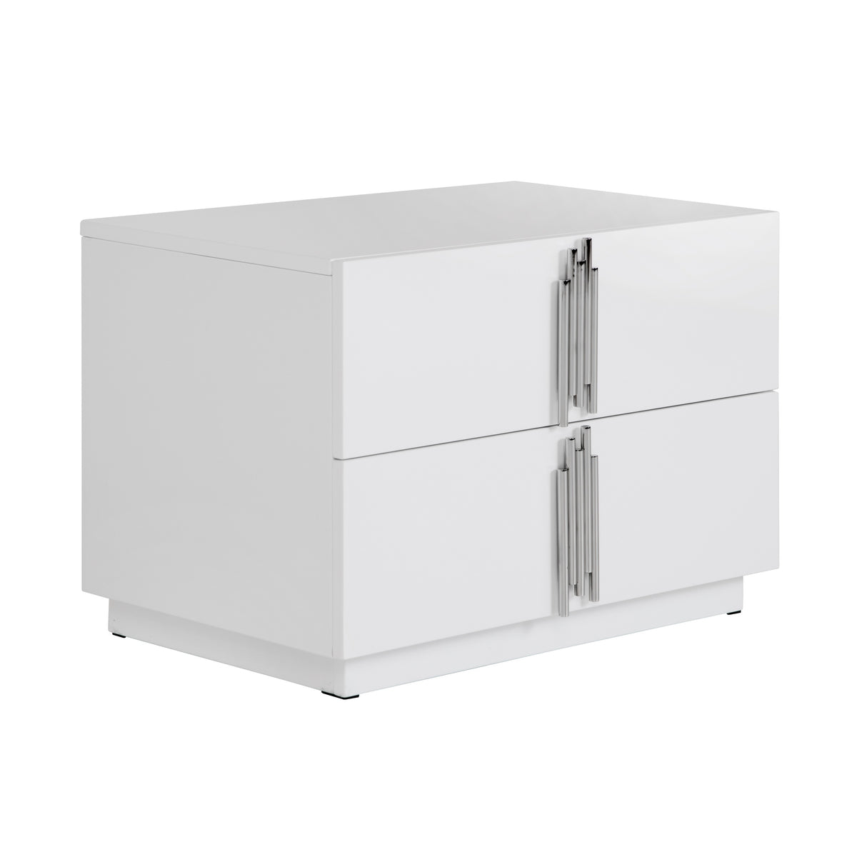 Modrest Token Modern White & Stainless Steel Large Nightstand Model VGVCN815-L-WHITE-NS