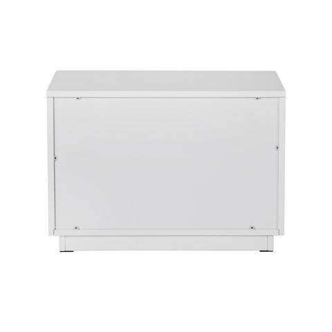 Modrest Token Modern White & Stainless Steel Large Nightstand Model VGVCN815-L-WHITE-NS