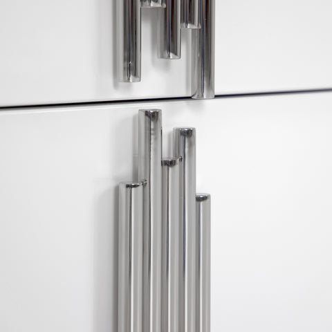 Modrest Token Modern White & Stainless Steel Large Nightstand Model VGVCN815-L-WHITE-NS