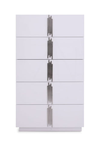 Modrest Token Modern Glossy White & Stainless Steel Chest Model VGVCJ815-5H-WHT-3-3